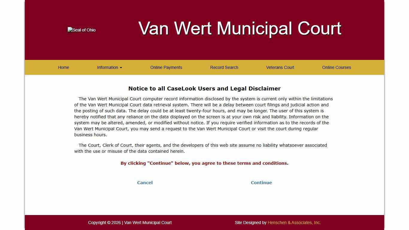 Van Wert Municipal Court - Record Search