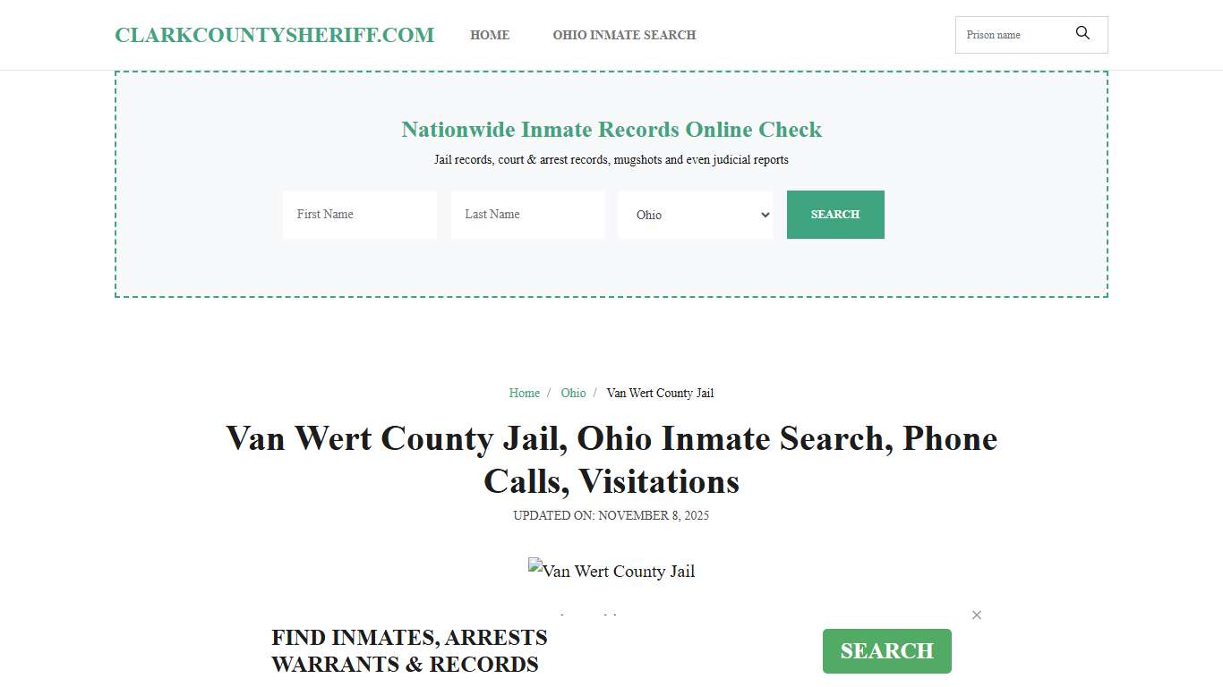 Van Wert County Jail, Ohio Inmate Search, Visitations